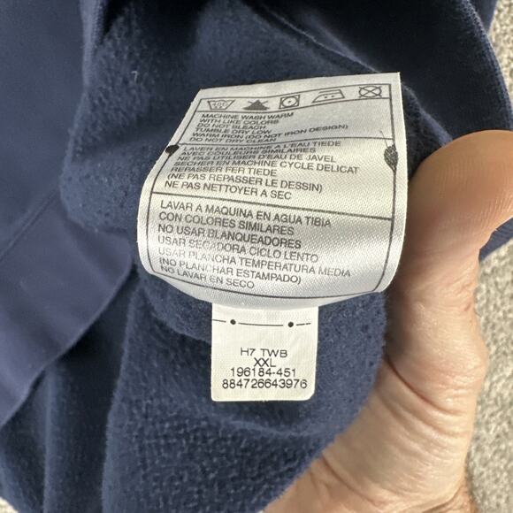 Vtg Nike Sweatshirt Men 2XL Navy Blue Mini Swoosh Essential Crewneck Embroidered - Picture 8 of 8